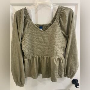 Old Navy Olive Green Smocked Blouse